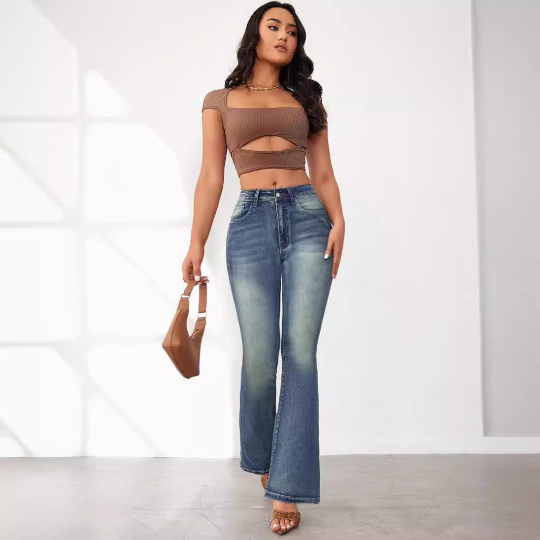 Damen Flared Jeans mit hohem Bund und schickem Schnitt EB