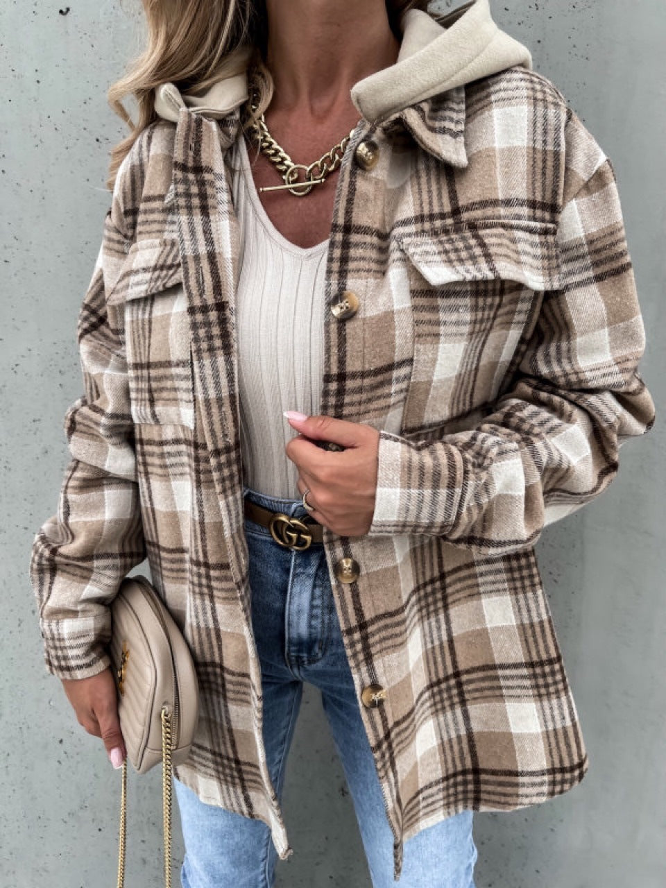 Damen Flanellhemdjacke im Karomuster mit praktischen Taschen und weichem Innenfutter EB