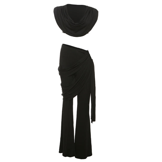 Damen Elegantes Jumpsuit-Set mit Drapierung und schmalem Bein EB