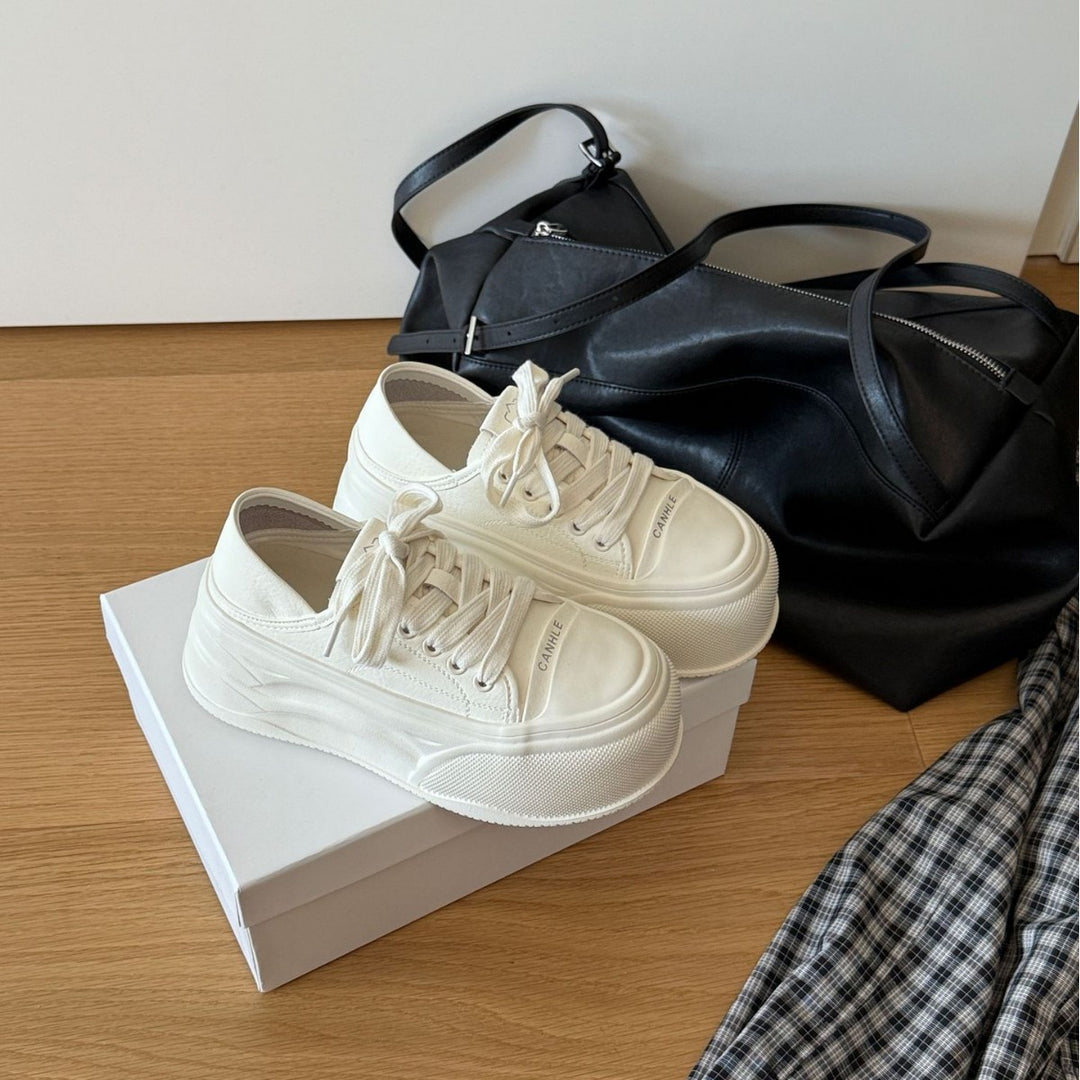 Damen Plateau-Sneaker aus hochwertigem Material mit atmungsaktiver Sohle EB