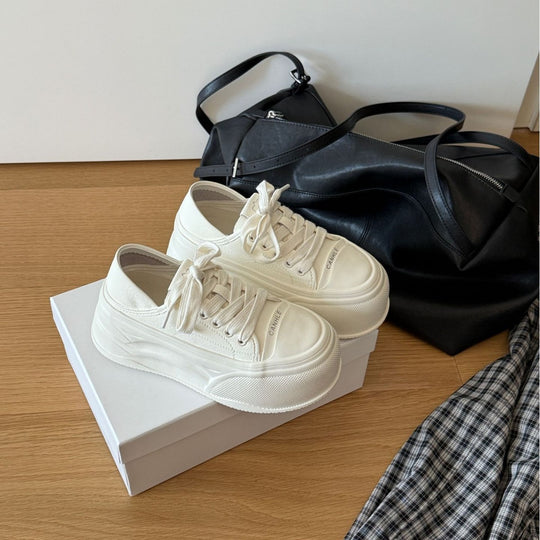Damen Plateau-Sneaker aus hochwertigem Material mit atmungsaktiver Sohle EB