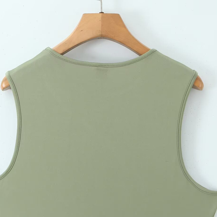 Damen ärmelloses Kleid mit innovativem asymmetrischem Design EB