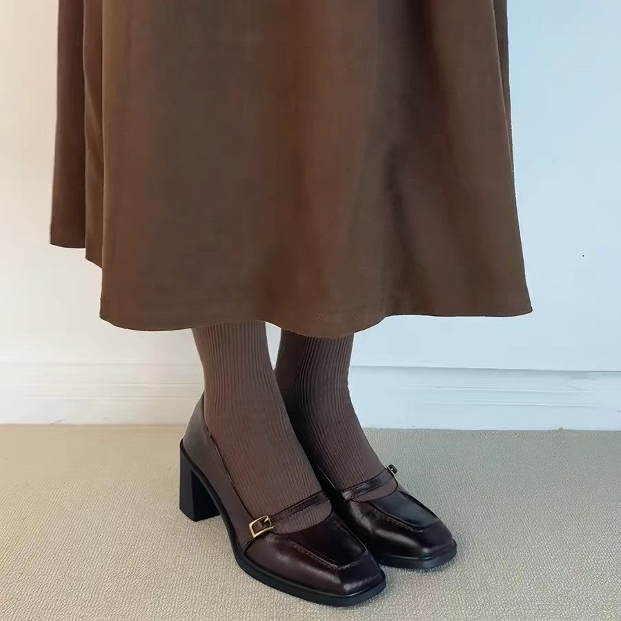 Damen elegante Mary Jane Pumps mit modischem Riemchen und komfortablem Blockabsatz EB