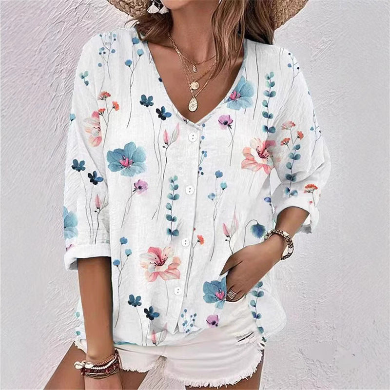 Damen Bluse mit floralem Druck und lässigem Schnitt EB