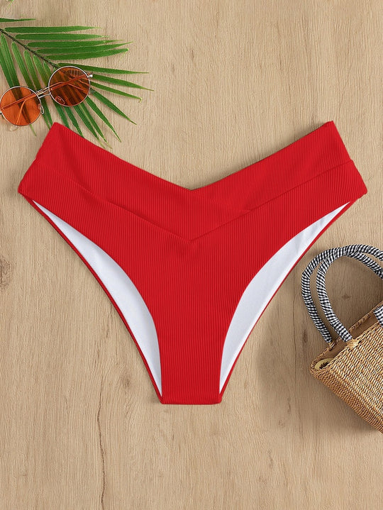 Damen Hoch tailliertes Bikini-Unterteil mit doppeltem Stoff EB