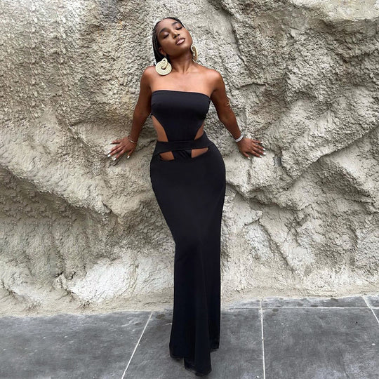 Damen Maxikleid mit stilvollen Cut-Outs und sexy Schlitz EB