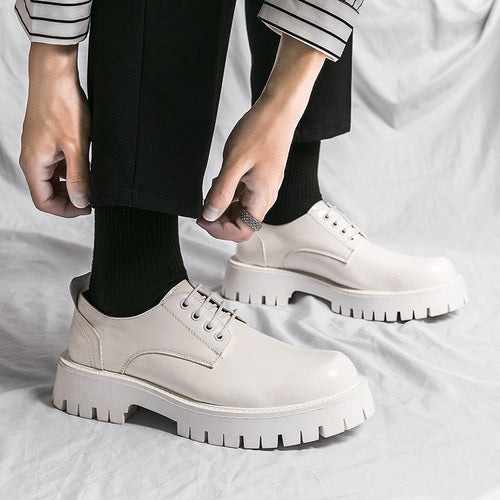 Damen modische Schnürschuhe mit robuster Plattformsohle und hochwertigem Leder EB