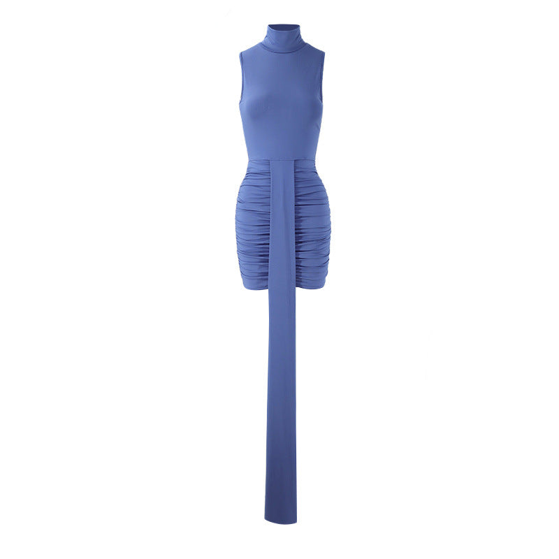 Damen Figurnahes Minikleid mit hohen Kragen und raffinierten Rüschendetails EB