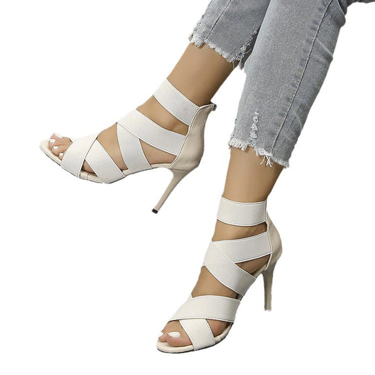 Damen High-Heel-Sandaletten mit eleganten Riemen und komfortablem Plateau EB
