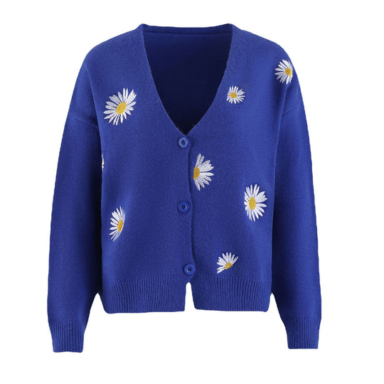 Damen Strickjacke mit Blumenmuster EB