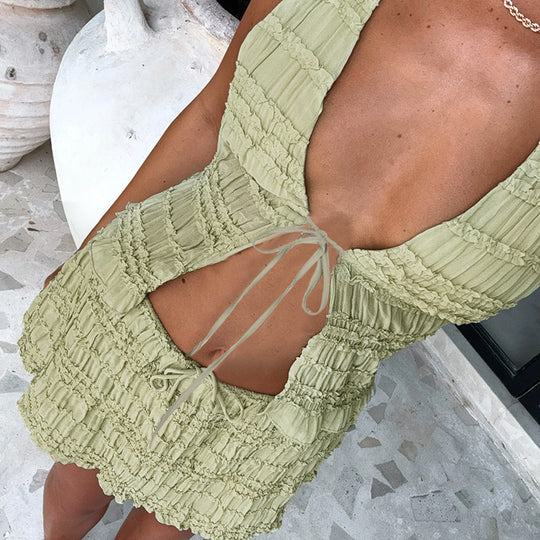Damen Haltertop mit verspieltem Rüschendesign EB