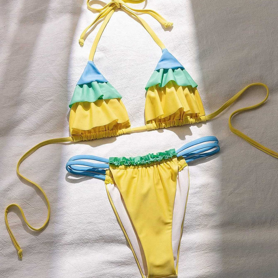 Damen Rüschen Bikini-Set mit verstellbaren Trägern EB