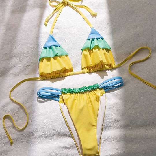Damen Rüschen Bikini-Set mit verstellbaren Trägern EB