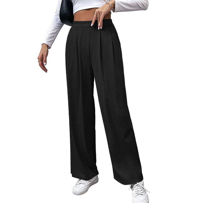 Damen Weite High‑Waist Stoffhose mit Bundfalten und Palazzo‑Silhouette EB