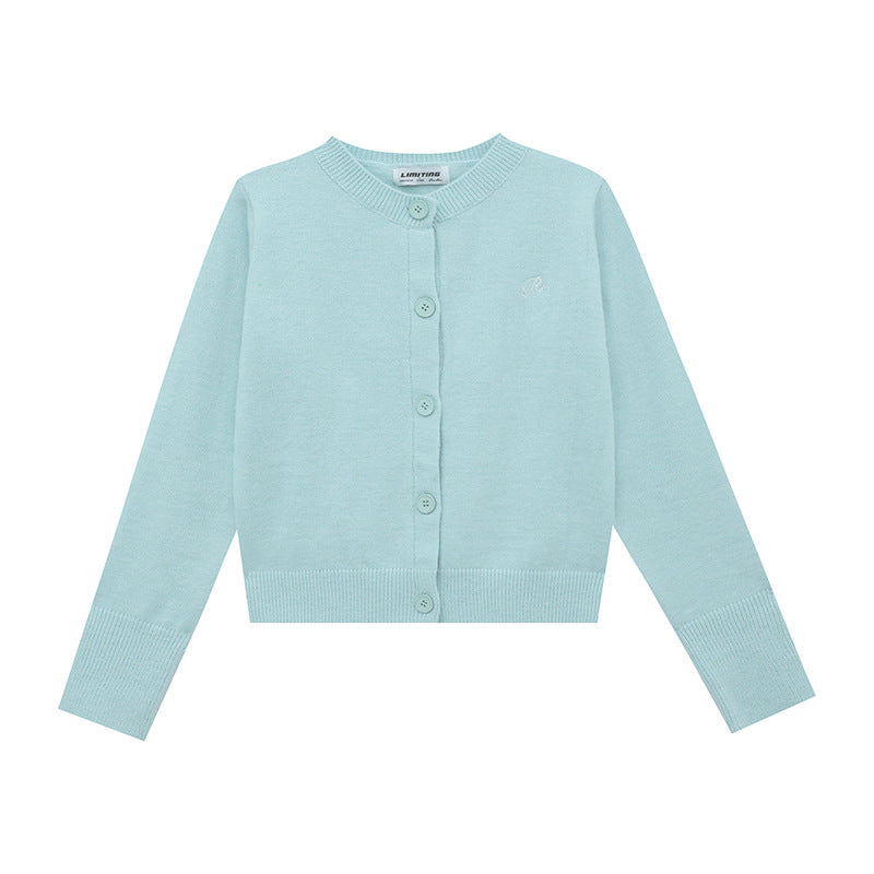 Damen Strickjacke mit feinem Rippenmuster und kontrastierenden Knopfdetails EB