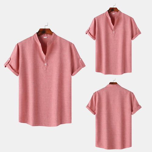 Herren Kurzarmhemd mit modischem Henley-Ausschnitt EB