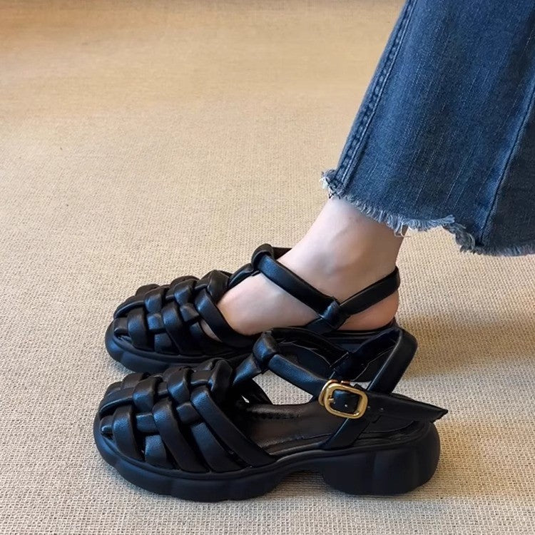Damen Komfortable Badesandalen im stilvollen Flecht-Design EB