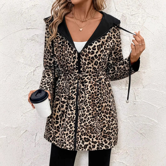Damen Leichtgewichtige Kapuzenjacke mit tierischem Muster EB