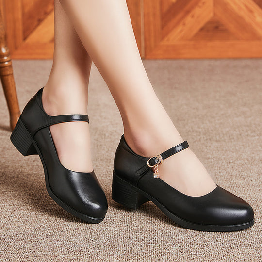 Damen Mary Jane Schuhe mit bequemem Blockabsatz und modischem Riemchen EB