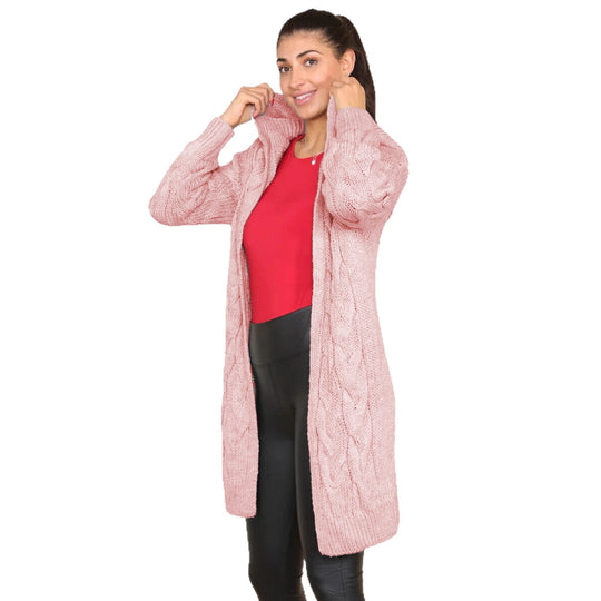 Damen Strickjacke mit oversized Schnitt und kunstvollem Kabelmuster EB