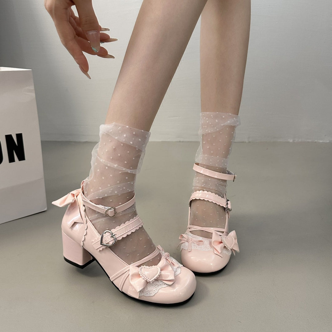 Damen Vintage Ballerinas mit Herz-Details EB