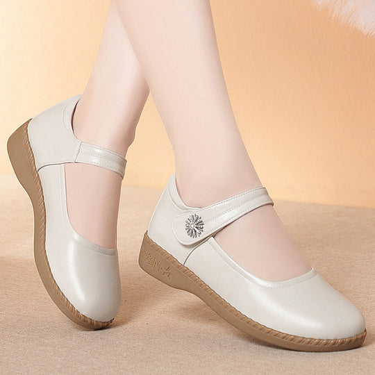Damen Bequeme Mary Jane Ballerinas mit modischem Riemen und dekorativem Schmuckdetail EB