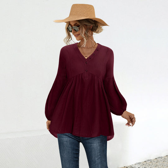 Damen Blusenshirt mit lässigem Schnitt und eleganten Knopfdetails EB