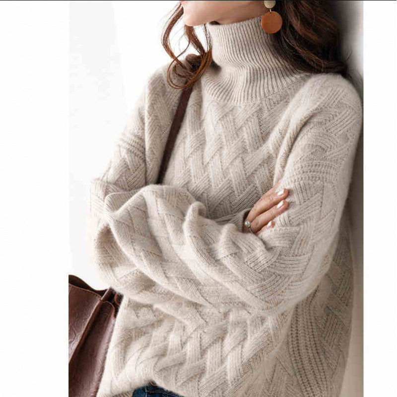 Damen Chunky Strick Rollkragenpullover EB