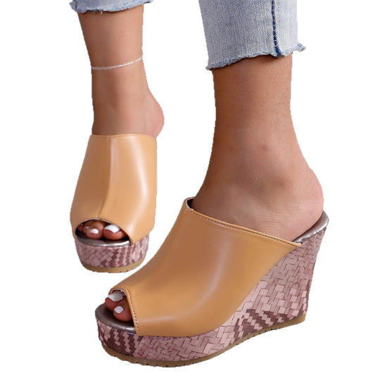 Damen Wedge-Pantoletten mit elegantem Offenzehen-Design und rutschfester Sohle EB