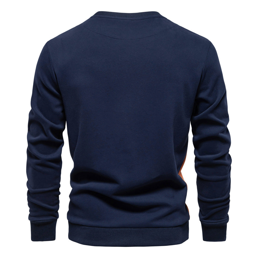 Herren nan Rundhals-Sweatshirt aus Baumwollmix mit seitlicher Kontrastpaspel und schmaler Silhouette EB