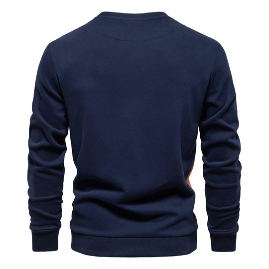 Herren nan Rundhals-Sweatshirt aus Baumwollmix mit seitlicher Kontrastpaspel und schmaler Silhouette EB