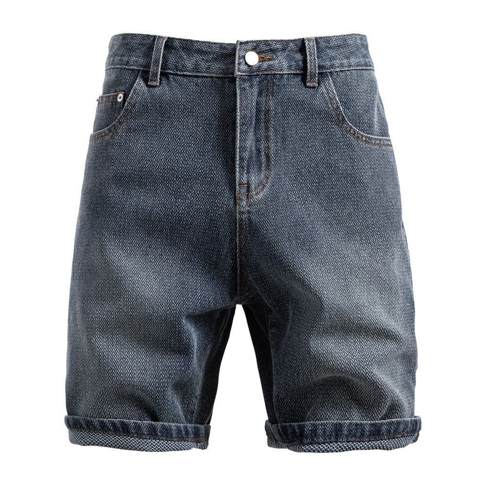 Herren nan Jeansshorts mit Umschlag, mittelhoher Bund und klassischer Taschenaufteilung EB