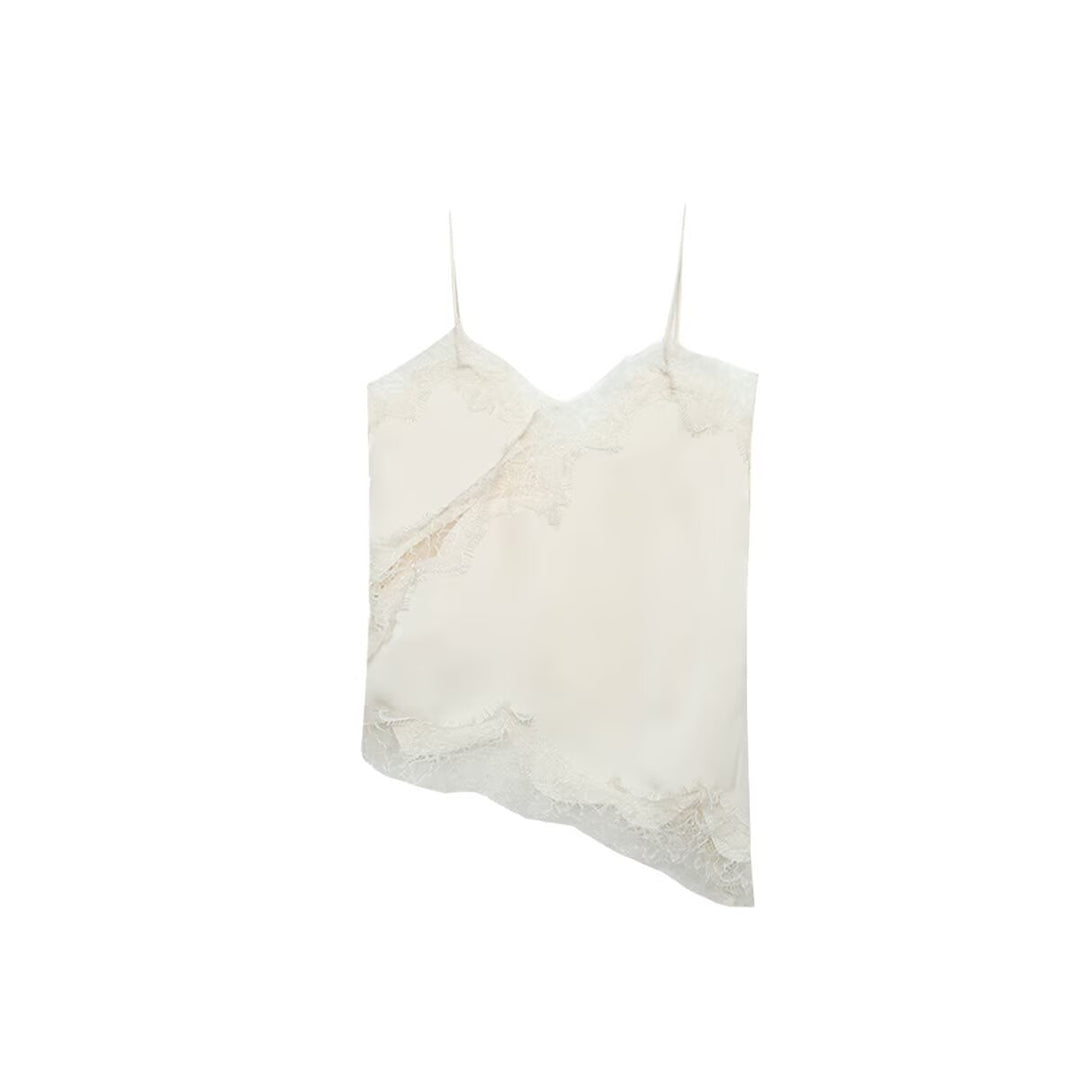 Damen-Spitzen-Camisole mit asymmetrischem Schnitt und eleganten Punkten EB