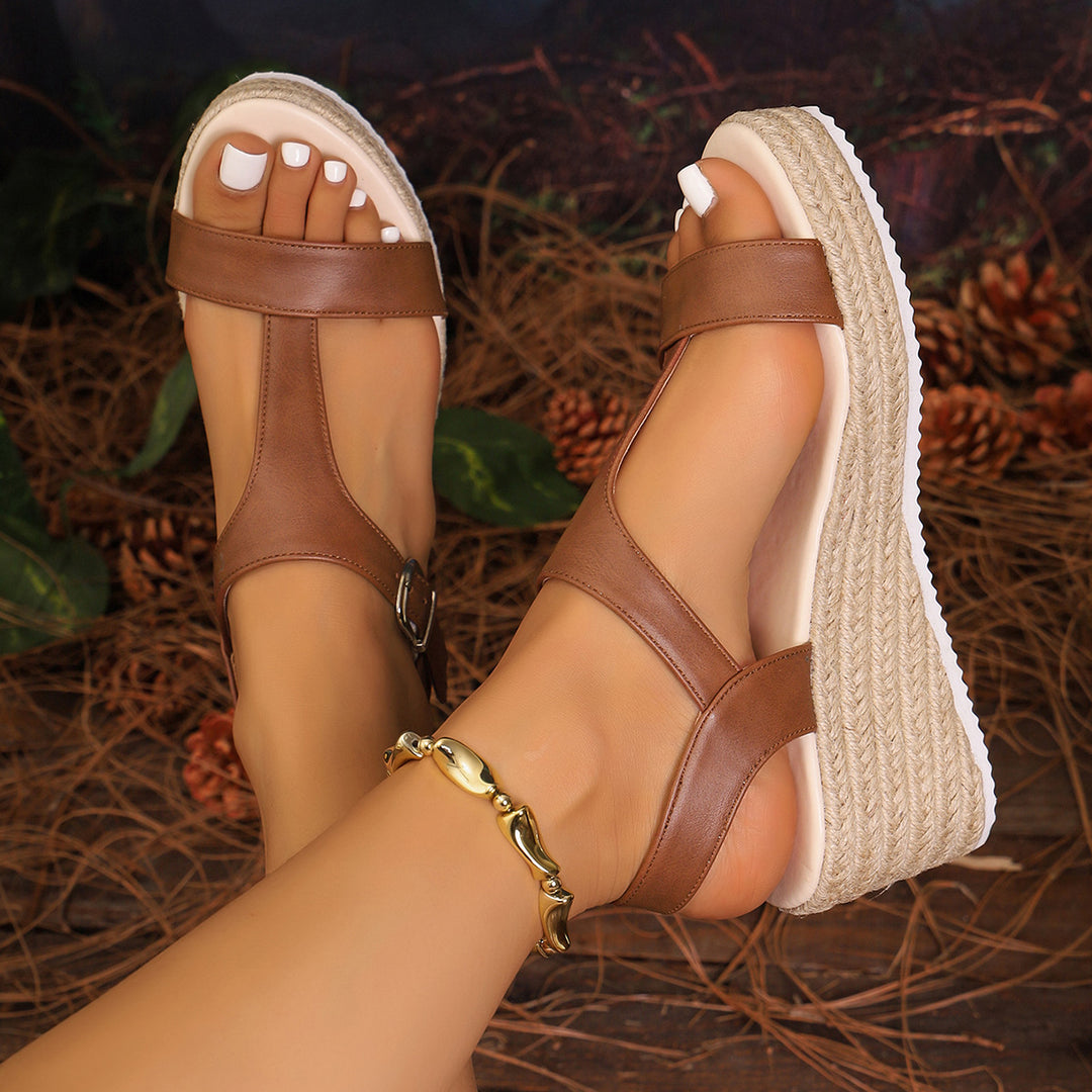 Damen Wedge-Sandalen mit luftiger Sohle und verstellbarem Riemen EB
