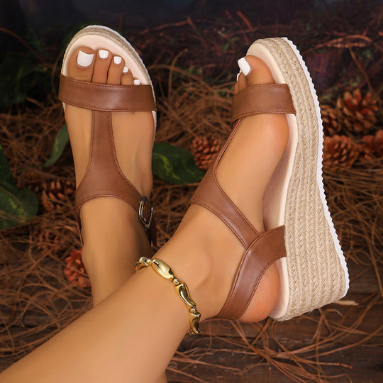 Damen Wedge-Sandalen mit luftiger Sohle und verstellbarem Riemen EB