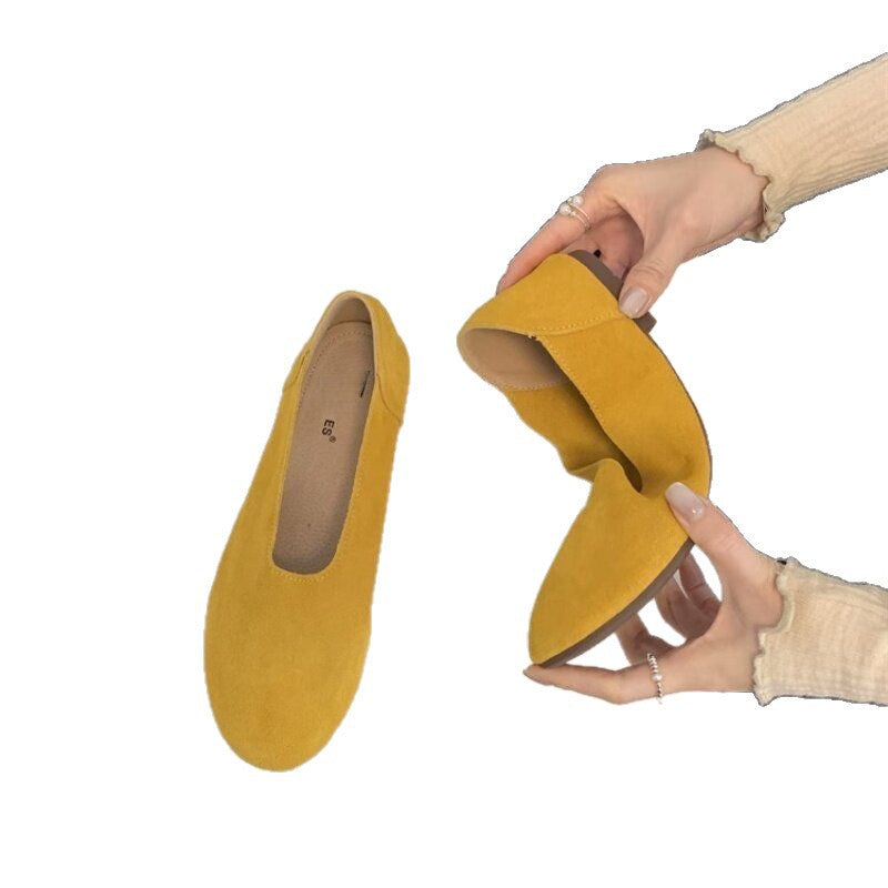 Damen flache Ballerinas aus hochwertigem Veloursleder EB