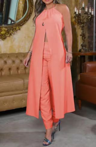 Damen Elegantes Overall mit offenem Schnitt und langem Cape EB