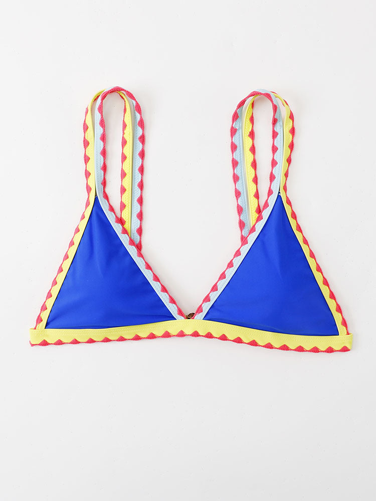 Damen Triangel-Bikinioberteil mit buntem Rüschenrand EB