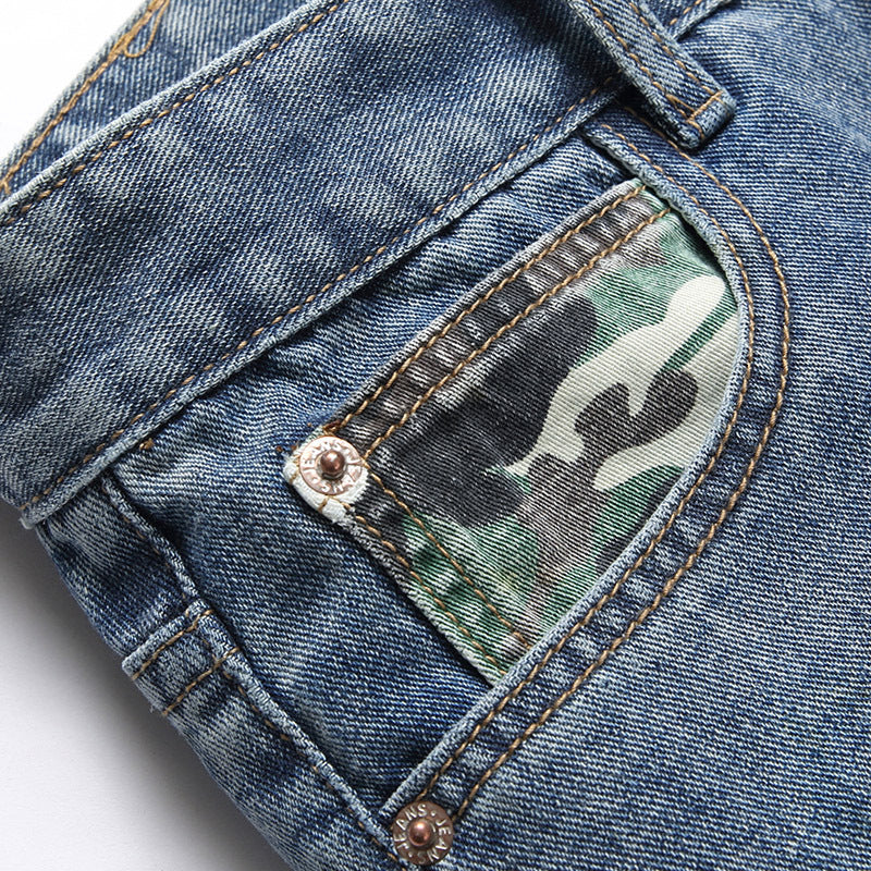 Herren Ripped Denim-Jeans mit kreativen Farbklecksen und lässigem Schnitt EB