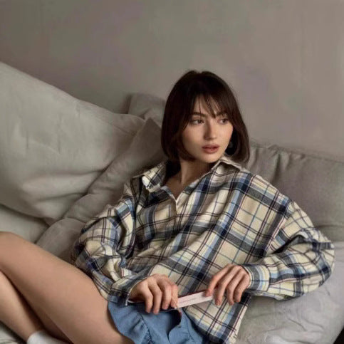 DamenOversized Karo-Hemdbluse EB