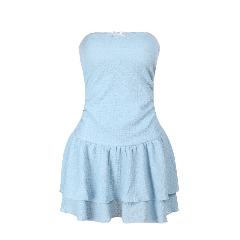 Damen kurzes Sommerkleid mit Rüschendetails EB