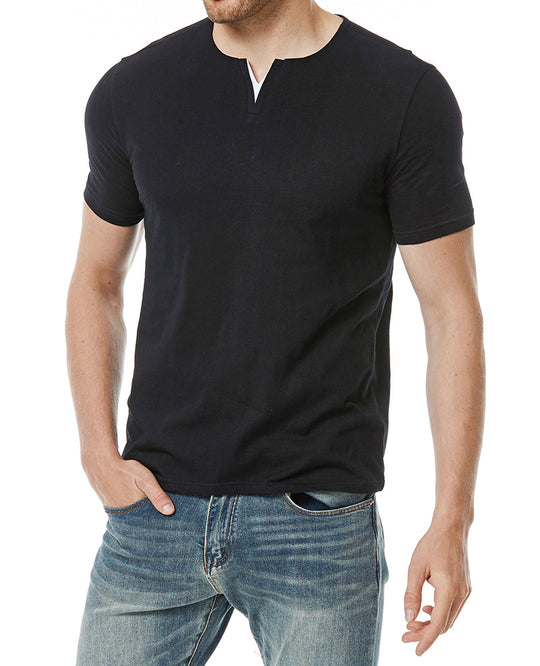 Herren Kurzarm-Henley-Shirt mit modernem Ausschnitt und bequemer Passform EB