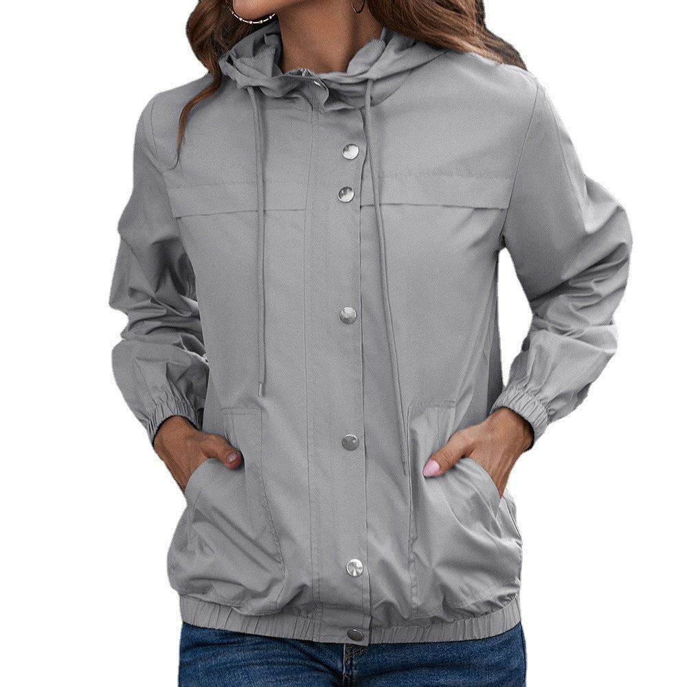 Damen Leichte Übergangsjacke mit modischem Kapuzen-Design und praktischen Taschen EB