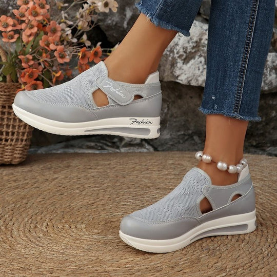 Damen atmungsaktive Slip-On Sneakers mit elastischem Obermaterial EB
