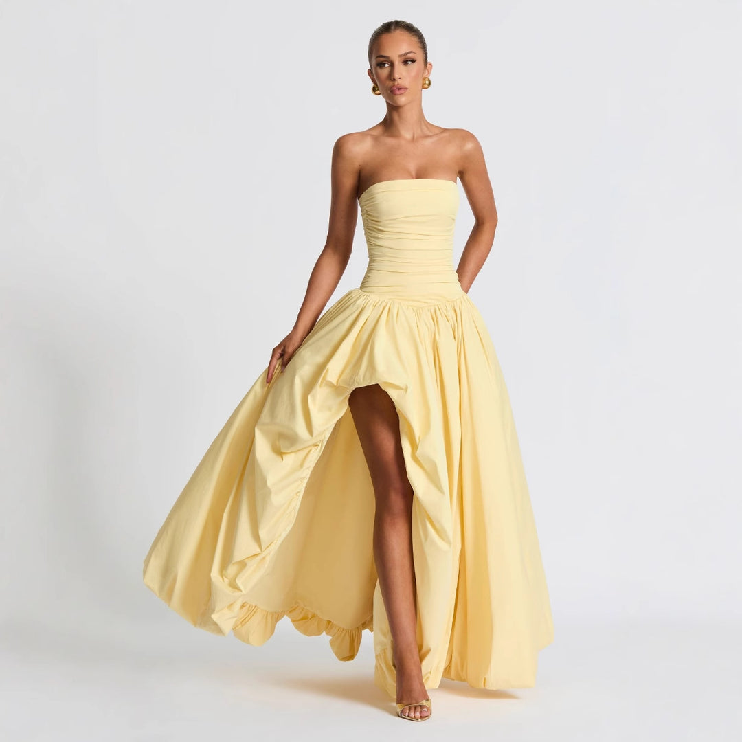Damen Abendkleid mit figurbetontem Oberteil und asymmetrischem Rock EB