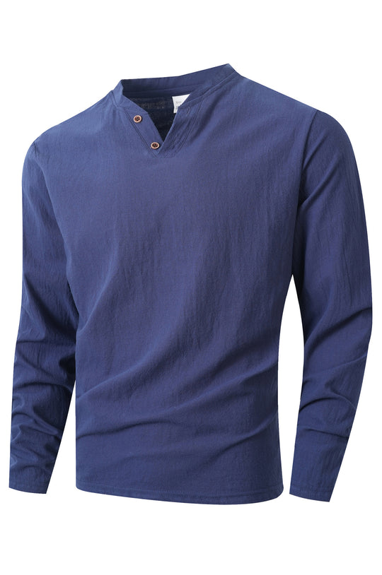 Herren Langarm Shirt mit modischem Henley-Ausschnitt EB