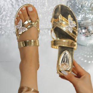 Damen Glitzernde Sandalen mit Schmetterlings-Applikationen EB