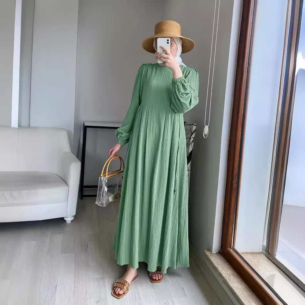 Damen Maxikleid mit strukturiertem Design und Puffärmeln EB