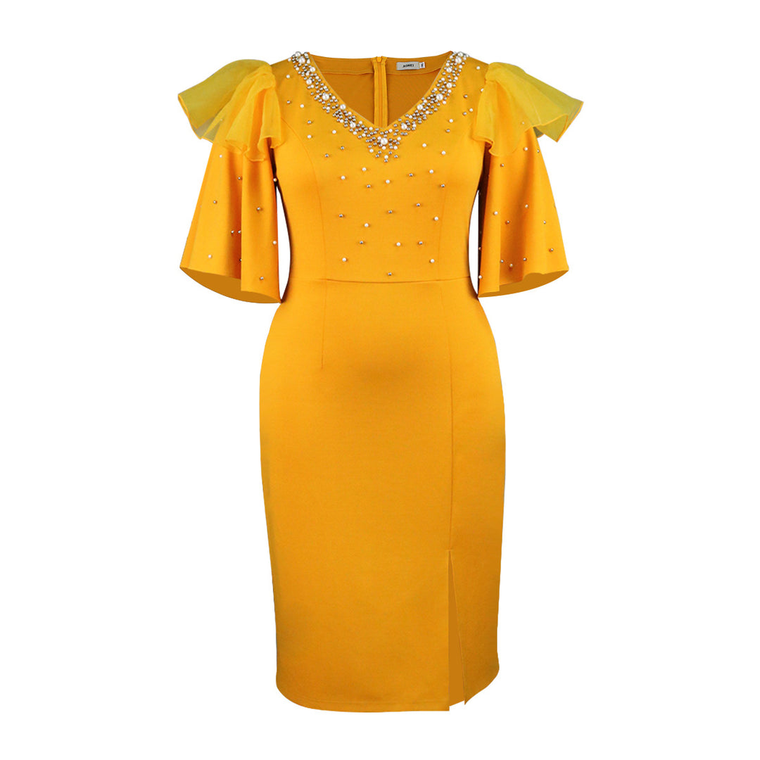 Damen Elegantes Cocktailkleid mit funkelnden Applikationen EB
