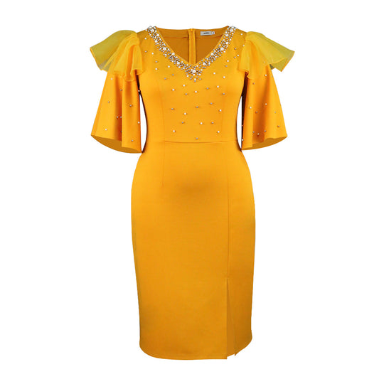 Damen Elegantes Cocktailkleid mit funkelnden Applikationen EB